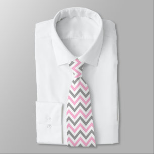 Rosa, Dk Grått Wht Large Chevron ZigZag Mönster Slips
