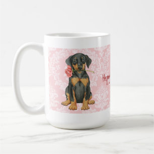 Rosa Doberman för valentin Kaffemugg