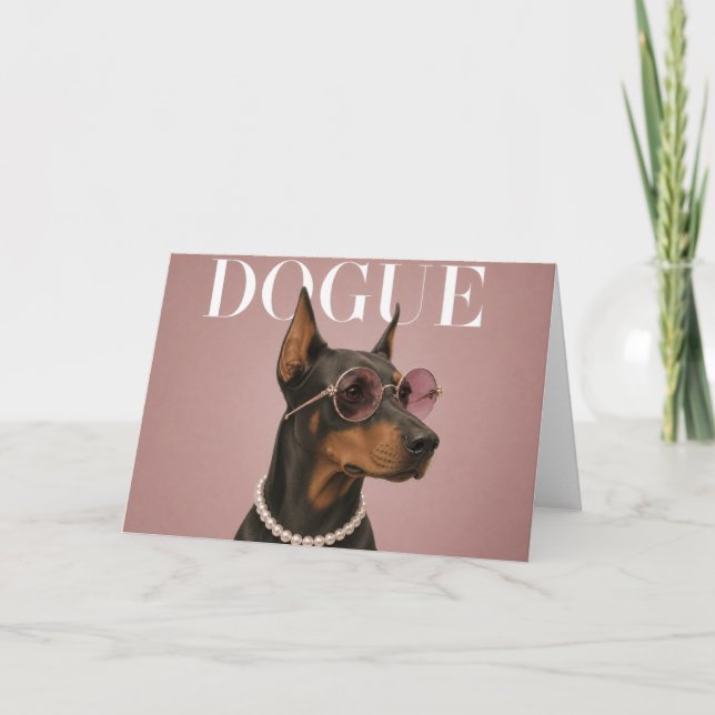 Rosa Dobermann Dog Covergirl Kort (Framsida)