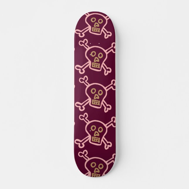 ROSA DÖDSKALLAR & KORSBENSFlickor SKATEBOARD (Framsida)