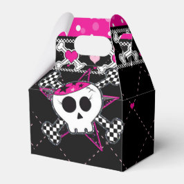 Rosa dödskalle & hjärtan födelsedagsfest presentlå presentaskar