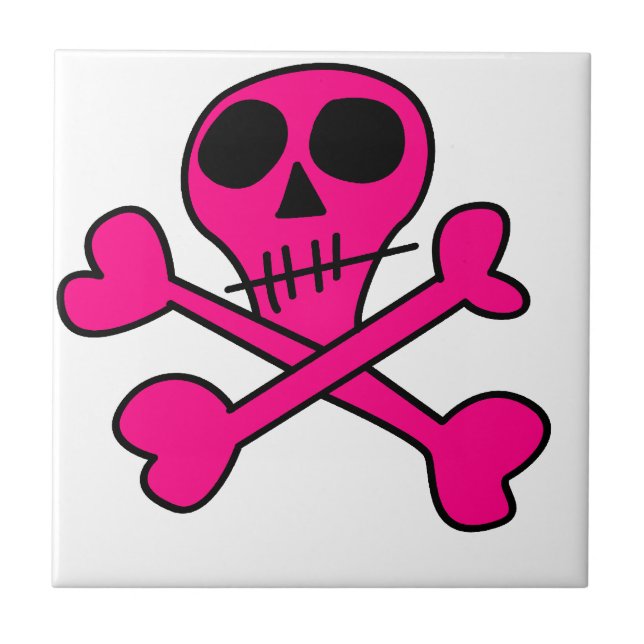 rosa dödskalle kakelplatta (Framsidan)