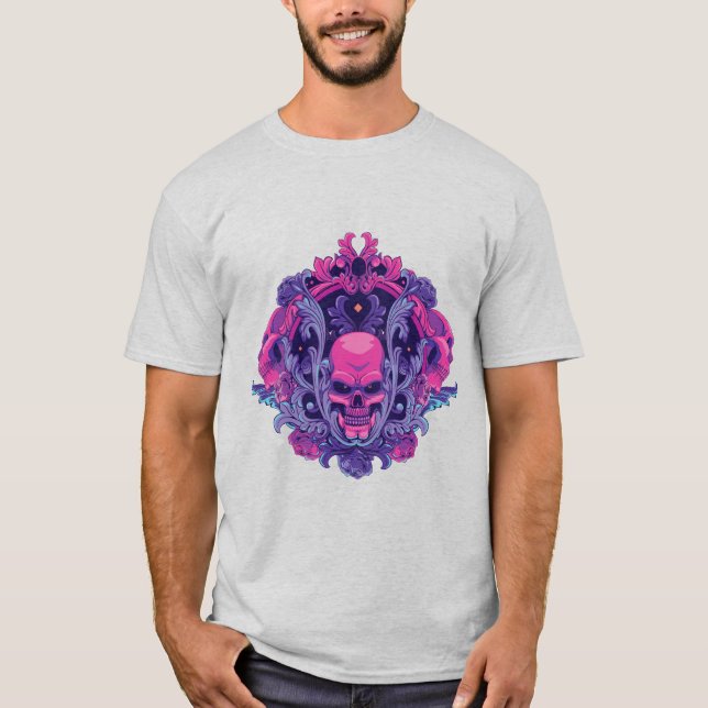Rosa Dödskalle  T Shirt (Framsida)