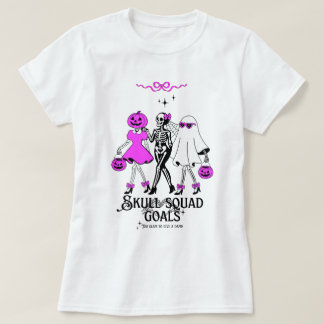 Rosa Dödskalle Trupp Mål – Söt Flickaktig Skelett T Shirt