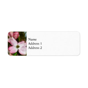 Rosa Dogwood Closeup Returadress Etikett