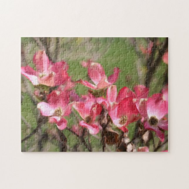 Rosa Dogwood Flower Blommars Photo Painting Pussel (Horisontell)