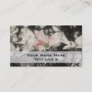 Rosa Dogwood Flowers in Black and White Visitkort