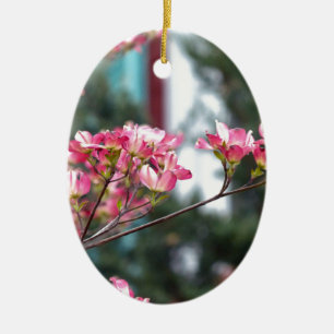 Rosa Dogwood Julgransprydnad Keramik