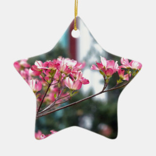 Rosa Dogwood Julgransprydnad Keramik