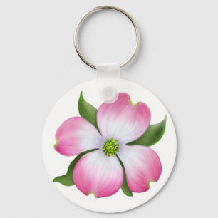 Rosa Dogwoodblommar Keychain Nyckelring