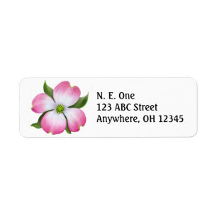 Rosa Dogwoodblommaretikett Returadress Etikett