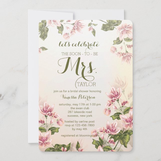 Rosa Dogwoodsinbjudan Inbjudningar (Framsida)