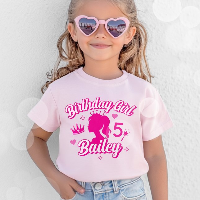 Rosa Doll Birthday Girl T-Shirt, Cute Kids Namn T Shirt (Pink Doll Birthday T-shirt)