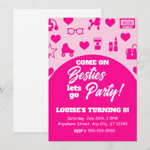 Rosa Doll Girl Mode Digital Download Birthday Inbjudningar