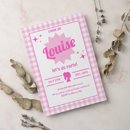Rosa Doll Party Girl Birthday-inbjudan Inbjudningar