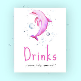 Rosa Dolphin Baby dusch - Drinks Poster