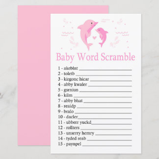 Rosa Dolphin Baby ord scramble-spel