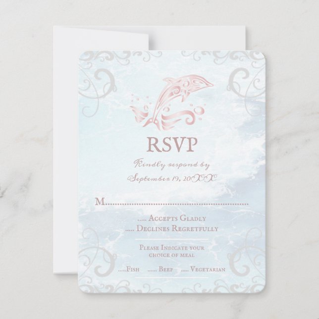 Rosa Dolphin Bröllop OSA Card Kort (Framsida)