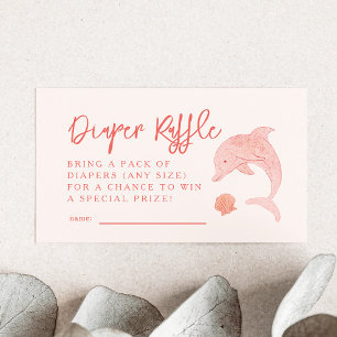 Rosa Dolphin Diaper Raffle Biljett Tilläggskort