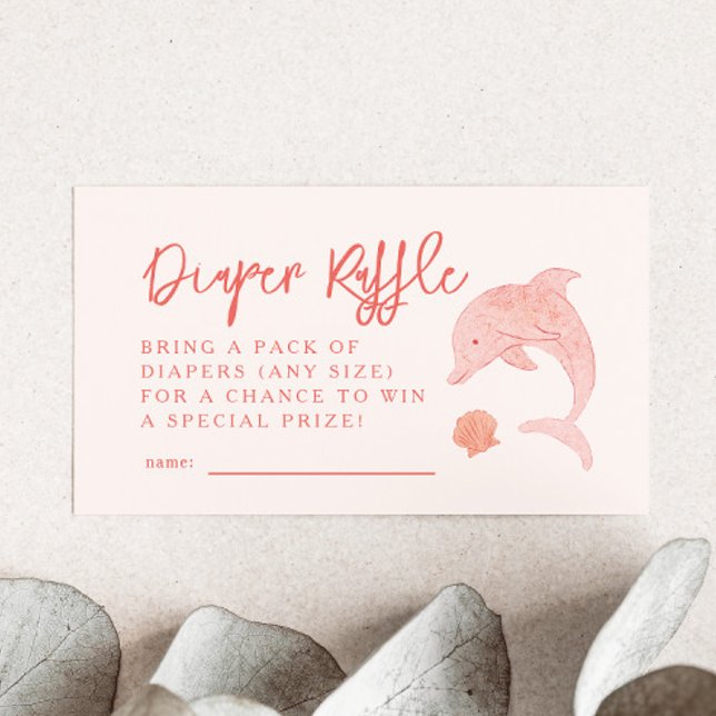 Rosa Dolphin Diaper Raffle Biljett Tilläggskort (Skapare uppladdad)