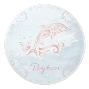 Rosa Dolphin Personlig Ceramic Knob Knopp