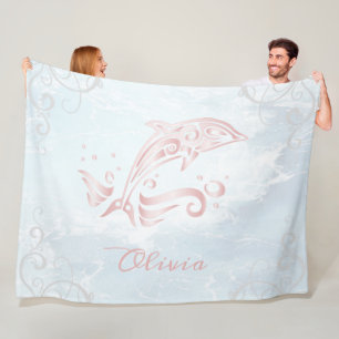 Rosa Dolphin Personlig Fleece Blanket