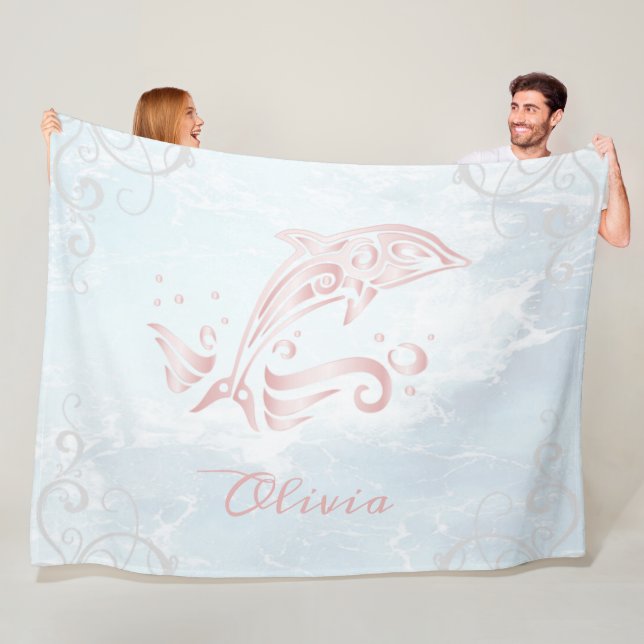 Rosa Dolphin Personlig Fleece Blanket (På plats)