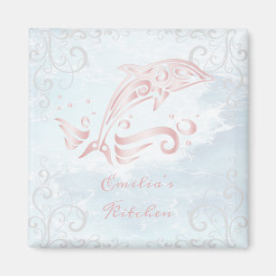 Rosa Dolphin Personlig Magnet