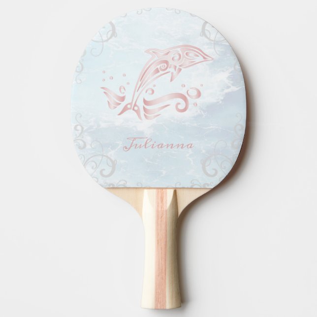 Rosa Dolphin Personlig Ping Pong Paddle Pingisracket (Framsidan)