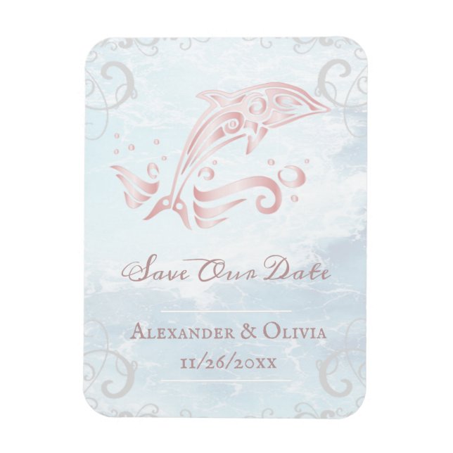 Rosa Dolphin Spara datum magneter (Vertikal)