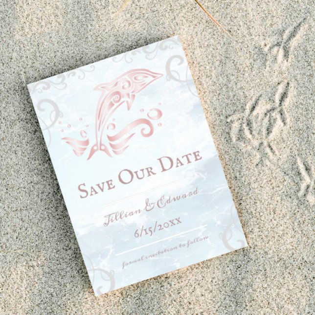 Rosa Dolphin Spara datum meddelande (Pink Dolphin Save the Date)