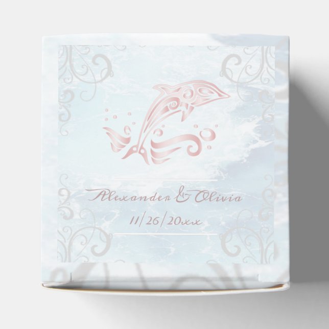 Rosa Dolphin Wedor Favor Box Presentaskar (Överdel)