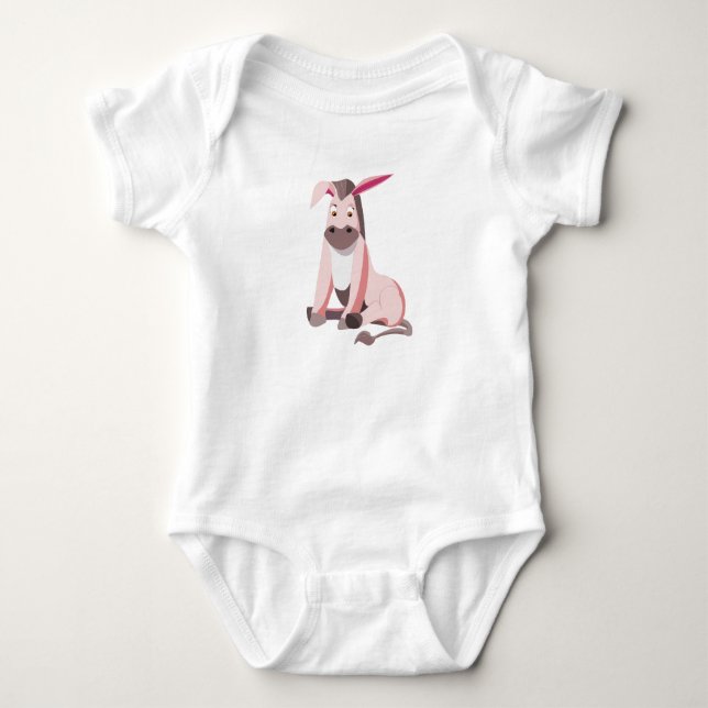 Rosa Donkey Funny Baby Bodykostym Tröja (Framsida)