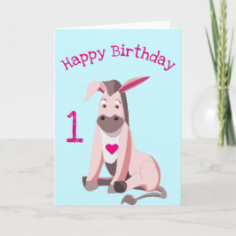 Rosa Donkey Funny Birthday Card - Anpassade Kort