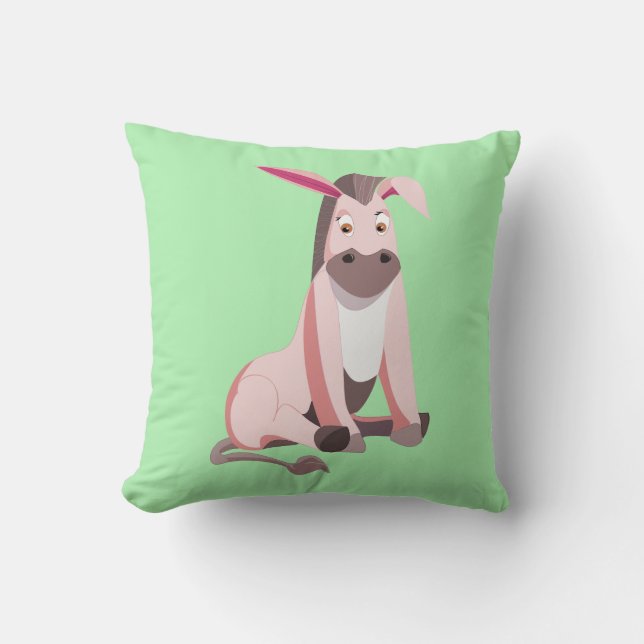 Rosa Donkey Funny Pillow Kudde (Framsida)