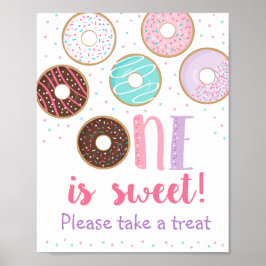 Rosa Donut 1 är svensk födelsedagstraktecken Poster