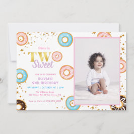 Rosa Donut 2:a födelsedagsinbjudan till svett 2:a  Inbjudningar