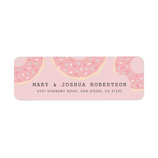 Rosa Donut-adressetikett Returadress Etikett (Framsidan)