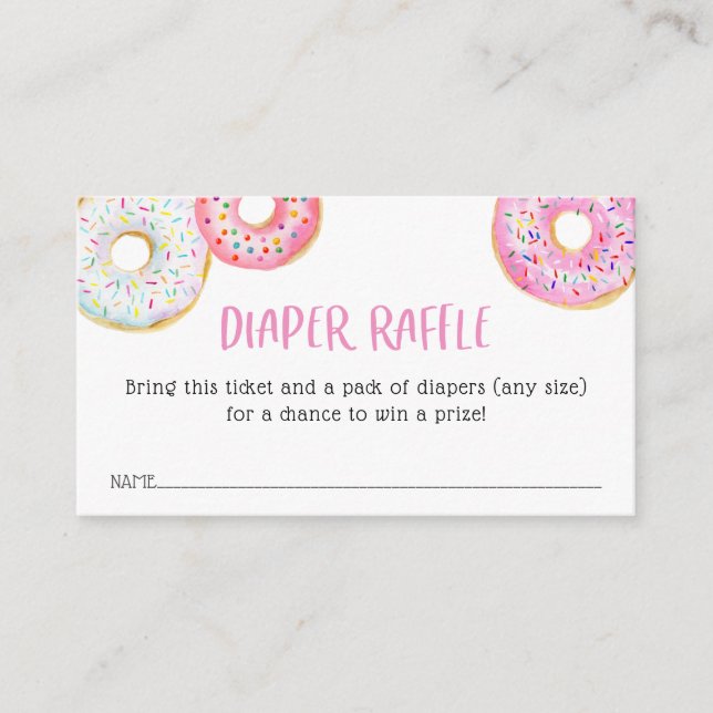 Rosa Donut Baby Diaper Raffle Biljett Tilläggskort (Framsida)