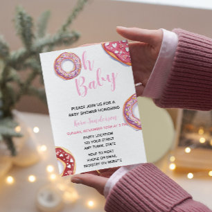 Rosa Donut Baby Shower-inbjudan Inbjudningar