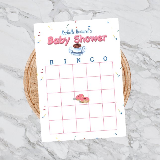 Rosa Donut Baby Shower Sprinkles Bingo Game Anteckningsblock (Skapare uppladdad)
