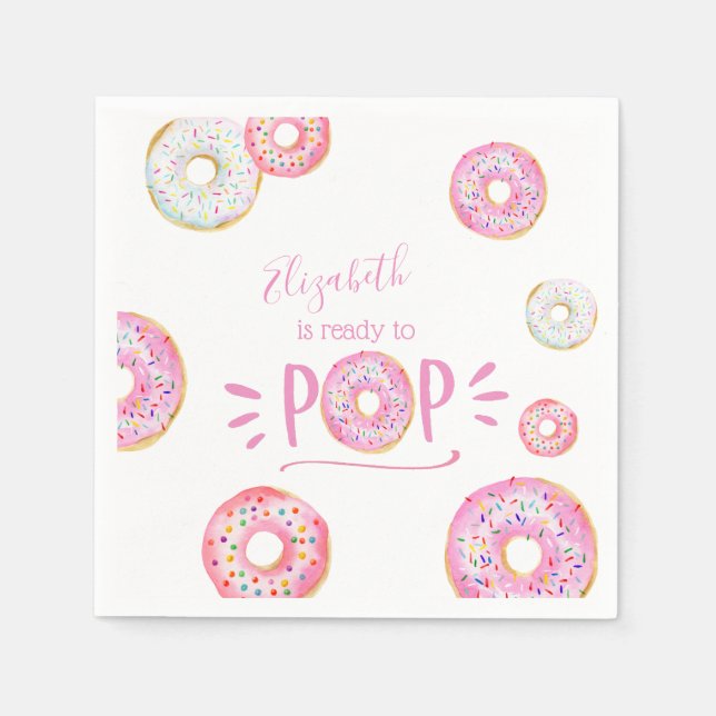 Rosa Donut Baby Sprinkle Pappersservett (Framsidan)