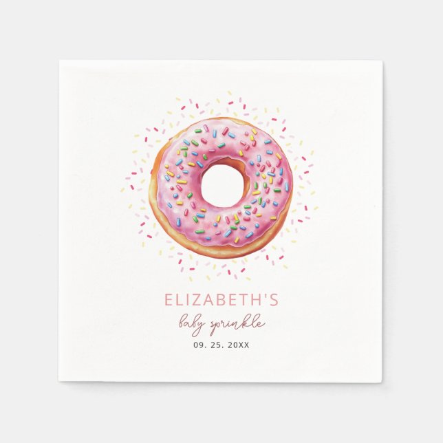 Rosa Donut Baby Sprinkle Pappersservett (Framsidan)