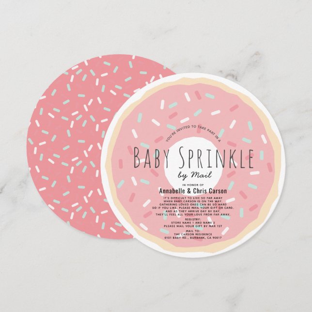Rosa Donut Baby Sprinkle Shower by Mail Circle Inbjudningar (Fram/baksida)