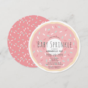Rosa Donut Baby Sprinkle Shower Circle Inbjudningar