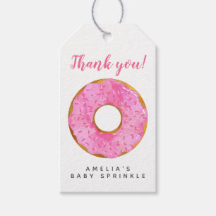 Rosa Donut Baby Sprinkle Tack Gift Märkres Presentetikett