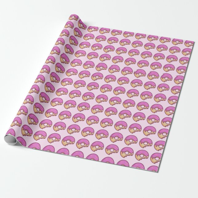 Rosa Donut Designad Wrapping Papper Presentpapper (Utrullad)