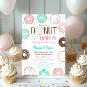 Rosa Donut & Diaper Baby Sprinkle Inbjudningar