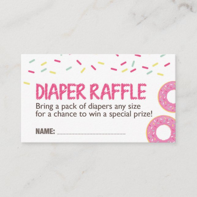 Rosa Donut Diaper Raffle Biljett Tilläggskort (Framsida)