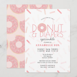 Rosa Donut & Diaper Sprinkle Baby Shower Inbjudningar